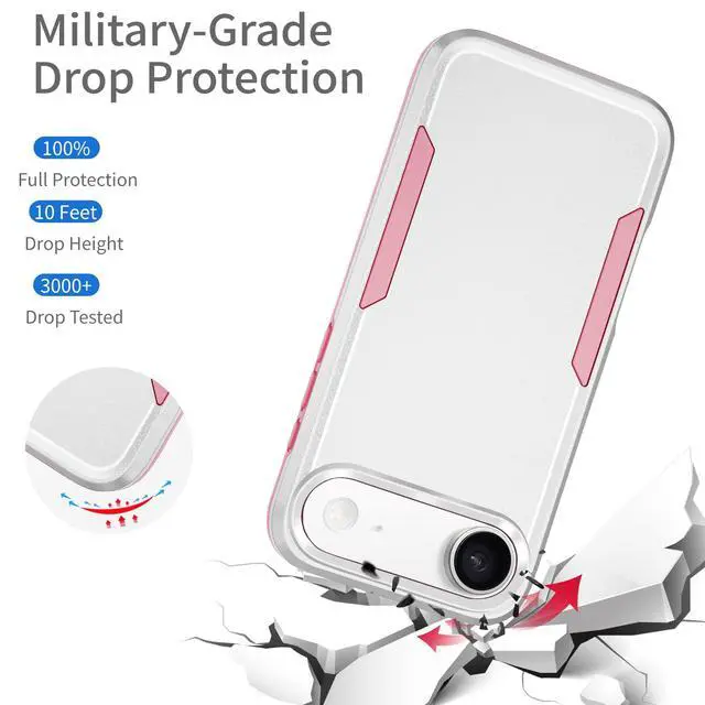 Alt view image 5 of 7 - Designed for iPhone Air Case, Dual Layer Heavy Duty Shockproof Protective Phone Cases Cover, Military Grade Drop Protection, White