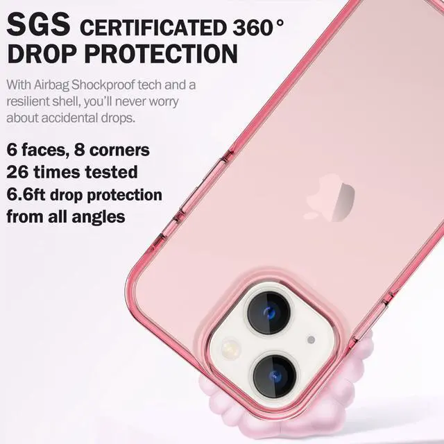 Alt view image 2 of 6 - Designed for iPhone 14 Case and iPhone 13 Case, 6.6ft Drop Protection, Full Body Screen Camera Protective Phone Case,Pink