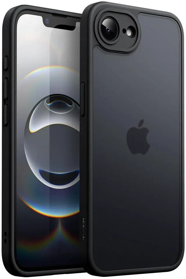 Main image of Matte Case for iPhone 17e (2026) / iPhone 16e, Shockproof Military Grade Drop Protection, Frosted Translucent Back Phone Cover, Anti-Fingerprint, 6.1-Inch Display (Black)