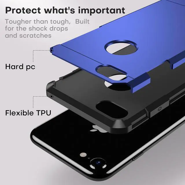 Alt view image 5 of 7 - for iPhone 7 Case/iPhone 8 Case, Heavy Duty Dual Layer Protection Cover (Navy Blue)