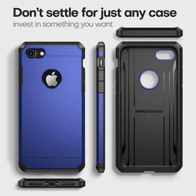 Alt view image 6 of 7 - for iPhone 7 Case/iPhone 8 Case, Heavy Duty Dual Layer Protection Cover (Navy Blue)