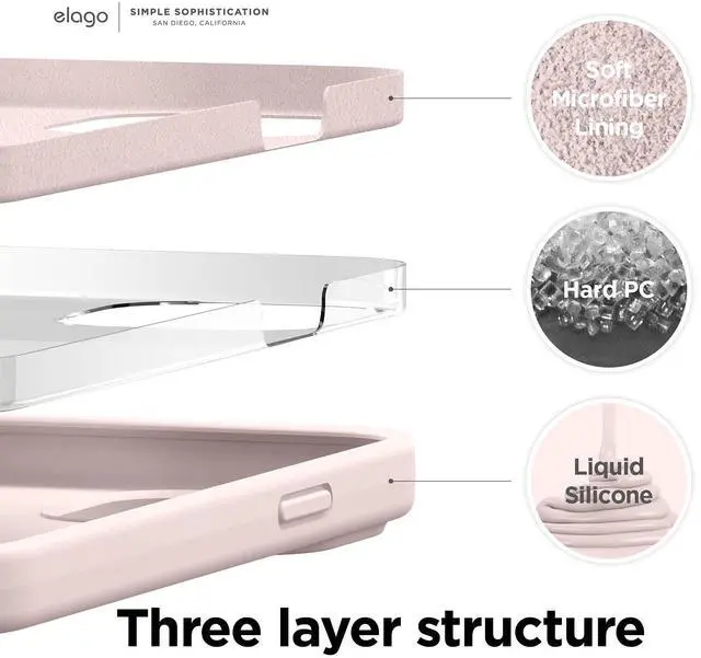 Alt view image 2 of 7 - Compatible with iPhone 13 Case, Liquid Silicone Case, Full Body Screen Camera Protective Cover, Shockproof, Slim Phone Case, Anti-Scratch Soft Microfiber Lining, 6.1 inch (Lovely Pink)