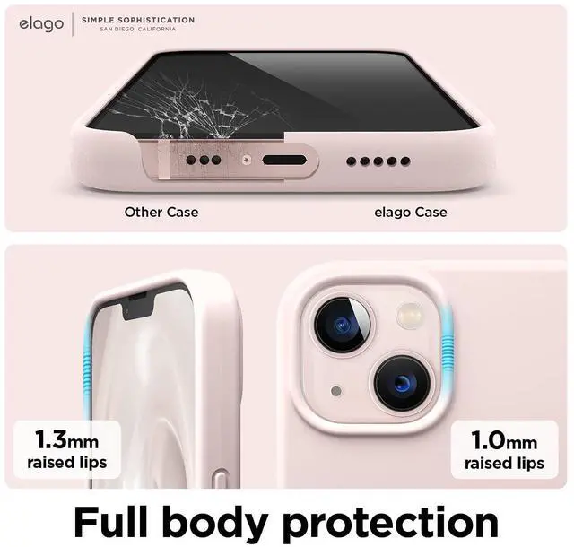 Alt view image 4 of 7 - Compatible with iPhone 13 Case, Liquid Silicone Case, Full Body Screen Camera Protective Cover, Shockproof, Slim Phone Case, Anti-Scratch Soft Microfiber Lining, 6.1 inch (Lovely Pink)