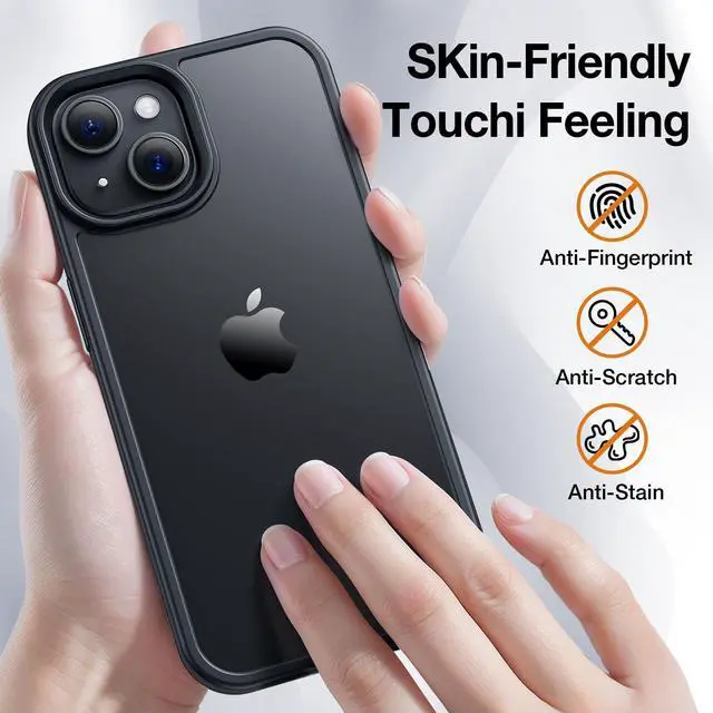 Alt view image 2 of 6 - for iPhone 14 Phone Case, Shockproof for iPhone 13 Case, Military Grade Drop Protection, Protective Hard Back Slim Translucent Case for i 13 Phone case/iPhone 14 case 6.1'', Frosted Black