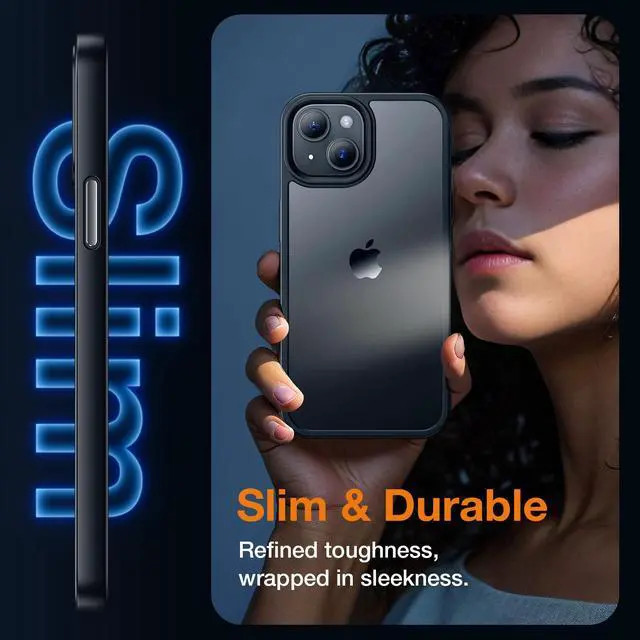 Alt view image 3 of 6 - for iPhone 14 Phone Case, Shockproof for iPhone 13 Case, Military Grade Drop Protection, Protective Hard Back Slim Translucent Case for i 13 Phone case/iPhone 14 case 6.1'', Frosted Black