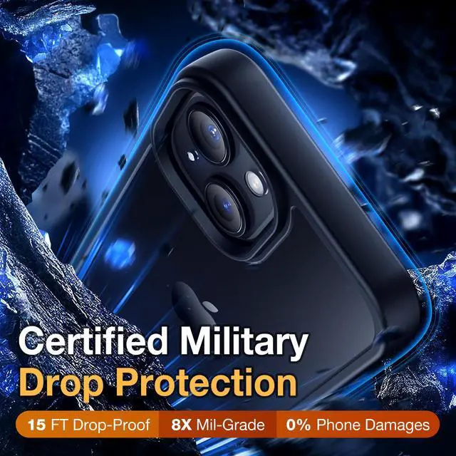 Alt view image 4 of 6 - for iPhone 14 Phone Case, Shockproof for iPhone 13 Case, Military Grade Drop Protection, Protective Hard Back Slim Translucent Case for i 13 Phone case/iPhone 14 case 6.1'', Frosted Black
