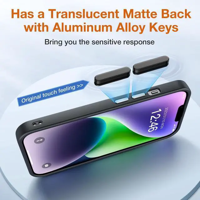 Alt view image 6 of 6 - for iPhone 14 Phone Case, Shockproof for iPhone 13 Case, Military Grade Drop Protection, Protective Hard Back Slim Translucent Case for i 13 Phone case/iPhone 14 case 6.1'', Frosted Black