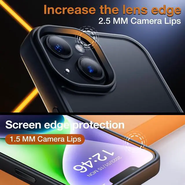 Alt view image 5 of 6 - for iPhone 14 Phone Case, Shockproof for iPhone 13 Case, Military Grade Drop Protection, Protective Hard Back Slim Translucent Case for i 13 Phone case/iPhone 14 case 6.1'', Frosted Black
