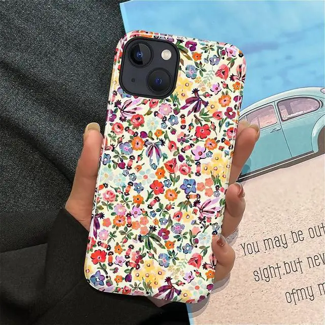 Alt view image 6 of 7 - Case for iPhone 13/14,Shockproof TPU Bumper Drop Protection Hybrid 2-Layer Hard Cover for iPhone 13/14-Small Flowers-Bow