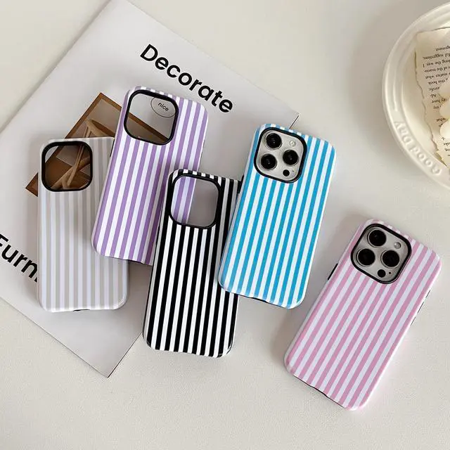 Alt view image 2 of 7 - Compatible with iPhone 15 Pro Max Case Cute Striped Phone Case