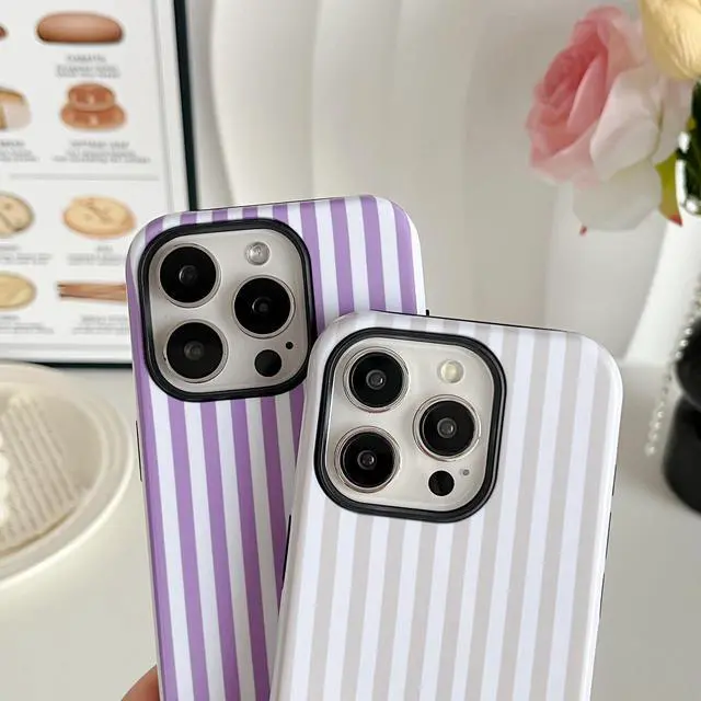 Alt view image 3 of 7 - Compatible with iPhone 15 Pro Max Case Cute Striped Phone Case