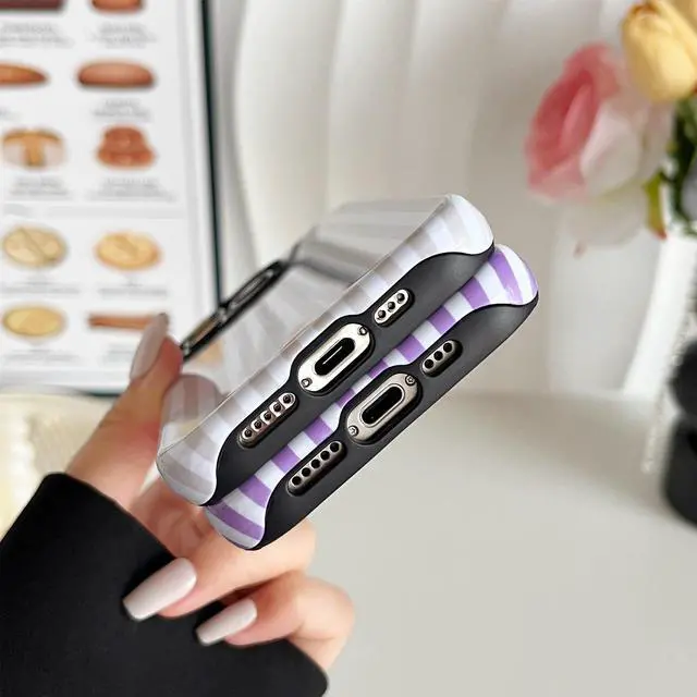 Alt view image 5 of 7 - Compatible with iPhone 15 Pro Max Case Cute Striped Phone Case