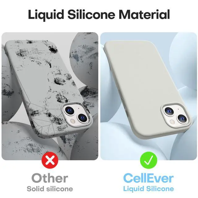 Alt view image 5 of 7 - Heavy-Duty Silicone Case for iPhone 13 - Military Drop Protection, Elevated Screen & Camera Protection, Scratch-Free Interior, Stone