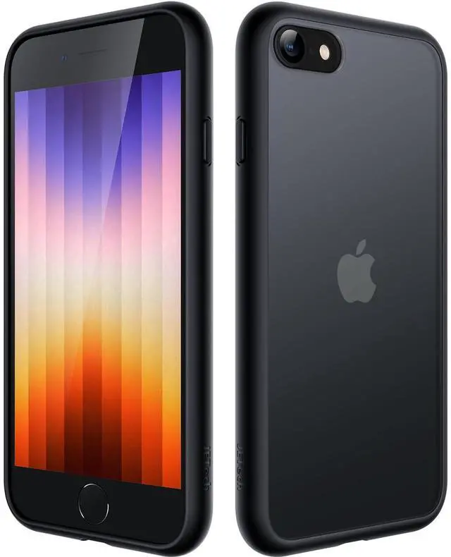 Main image of Matte Case for iPhone SE 3/2 (2022/2020), iPhone 8/7, 4.7-Inch, Shockproof Military Grade Drop Protection, Frosted Translucent Back Phone Cover, Anti-Fingerprint (Black)