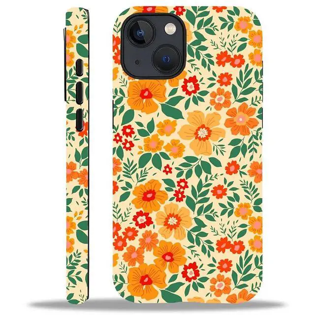 Alt view image 3 of 6 - Case for iPhone 13/14,Shockproof TPU Bumper Drop Protection Hybrid 2-Layer Hard Cover for iPhone 13/14-Yellow Floral