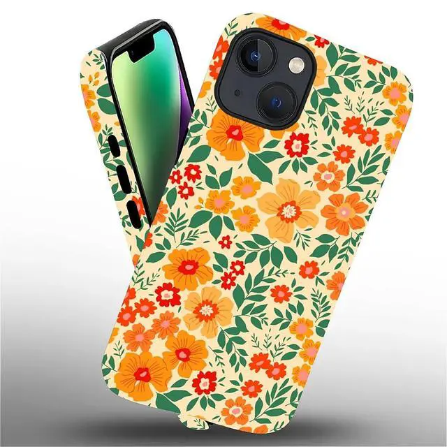 Alt view image 5 of 6 - Case for iPhone 13/14,Shockproof TPU Bumper Drop Protection Hybrid 2-Layer Hard Cover for iPhone 13/14-Yellow Floral
