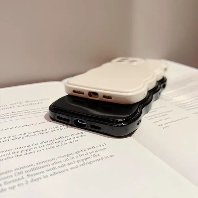 Alt view image 2 of 4 - Phone Case for iPhone 14 Pro Case,Simple Wave Design Wavy Frame Soft Silicone Aesthetic for iPhone 14 Pro,Beige