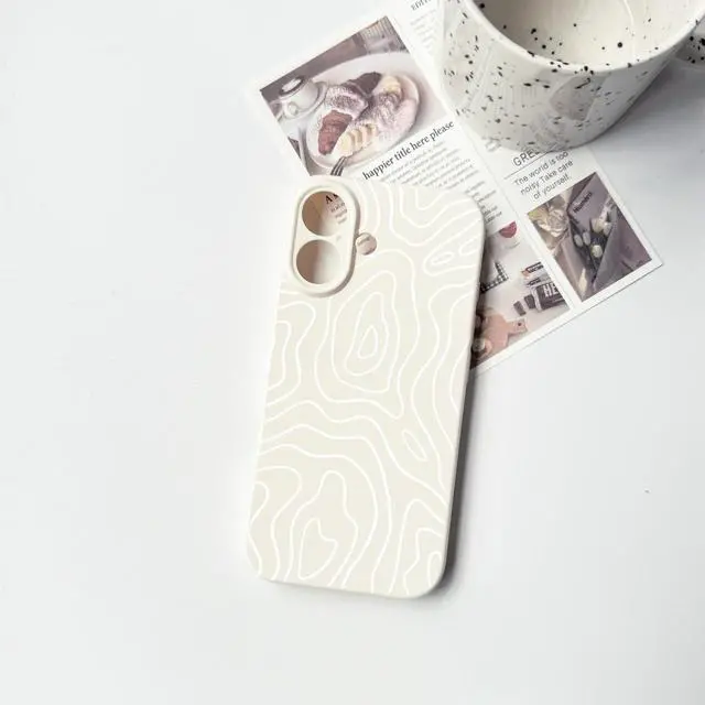 Alt view image 5 of 7 - Compatible with iPhone 16 Case Cute Spiral Ripples Pattern for Women Girls Men Trendy Slim Fit TPU Bumper Silicone Shockproof Full Camera Protection Cover - White
