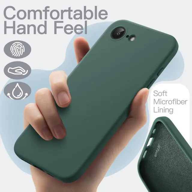 Alt view image 3 of 7 - Liquid Silicone Case for iPhone 17e (2026) / iPhone 16e, Silky Soft Touch Full-Body Protective Phone Case, Anti-Scratch Shockproof Cover with Microfiber Lining (Midnight Green)