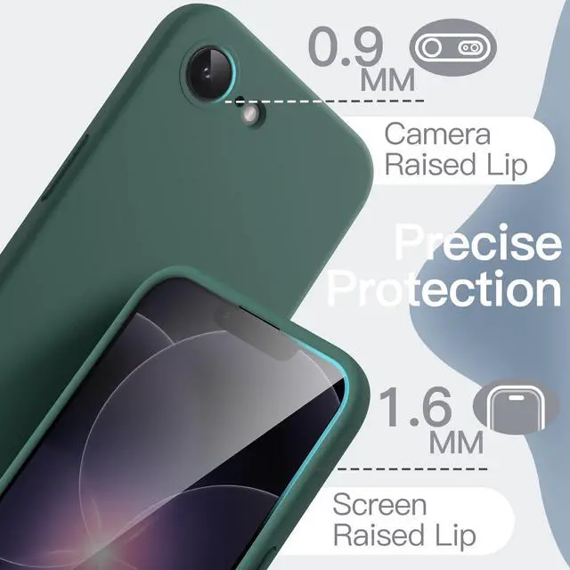 Alt view image 5 of 7 - Liquid Silicone Case for iPhone 17e (2026) / iPhone 16e, Silky Soft Touch Full-Body Protective Phone Case, Anti-Scratch Shockproof Cover with Microfiber Lining (Midnight Green)