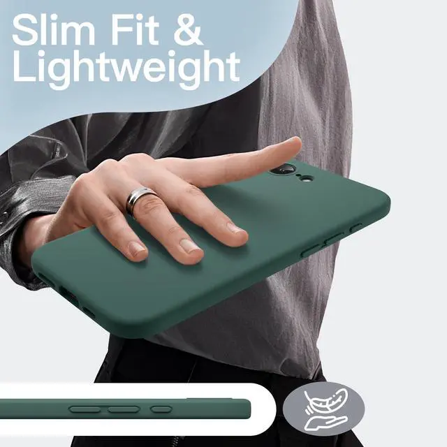Alt view image 7 of 7 - Liquid Silicone Case for iPhone 17e (2026) / iPhone 16e, Silky Soft Touch Full-Body Protective Phone Case, Anti-Scratch Shockproof Cover with Microfiber Lining (Midnight Green)
