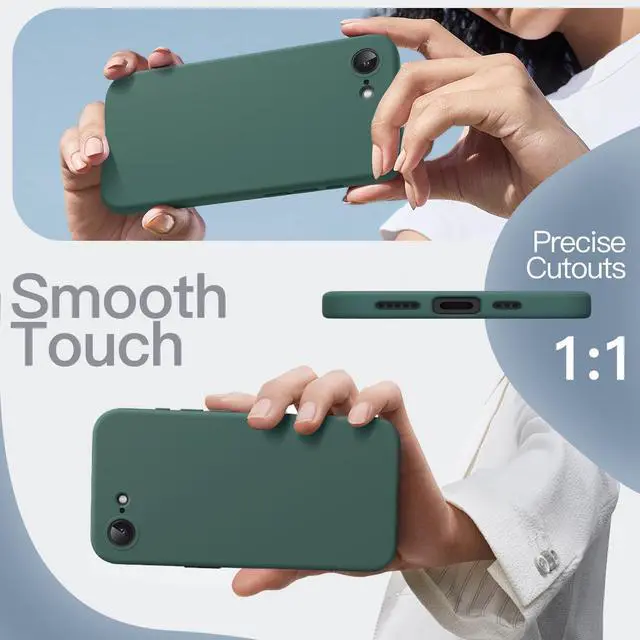 Alt view image 6 of 7 - Liquid Silicone Case for iPhone 17e (2026) / iPhone 16e, Silky Soft Touch Full-Body Protective Phone Case, Anti-Scratch Shockproof Cover with Microfiber Lining (Midnight Green)