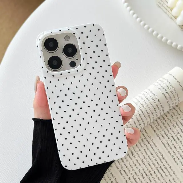 Alt view image 2 of 7 - for iPhone 13/14 Case with Cute Aesthetic Polka Dot, Fashion Simple Dot Print Pattern for Women Men,Soft TPU Slim Glossy Shockproof Case Cover(White)