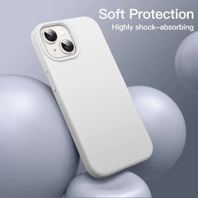 Alt view image 4 of 6 - Silicone Case for iPhone 14 6.1-Inch, Silky-Soft Touch Full-Body Protective Phone Case, Shockproof Cover with Microfiber Lining (Starlight)