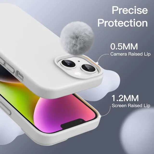 Alt view image 5 of 6 - Silicone Case for iPhone 14 6.1-Inch, Silky-Soft Touch Full-Body Protective Phone Case, Shockproof Cover with Microfiber Lining (Starlight)