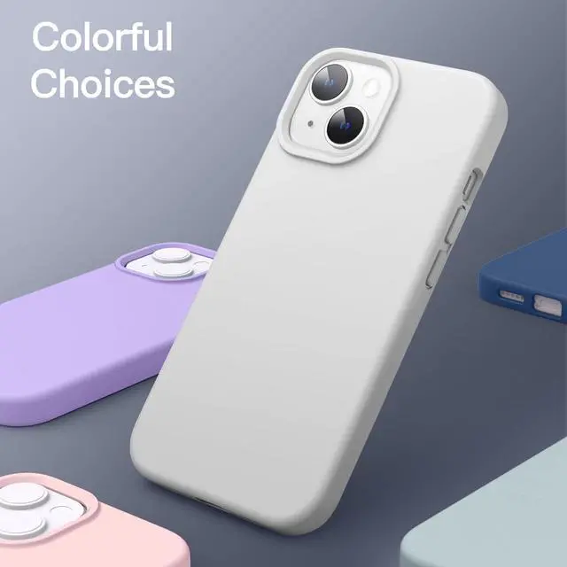 Alt view image 6 of 6 - Silicone Case for iPhone 14 6.1-Inch, Silky-Soft Touch Full-Body Protective Phone Case, Shockproof Cover with Microfiber Lining (Starlight)