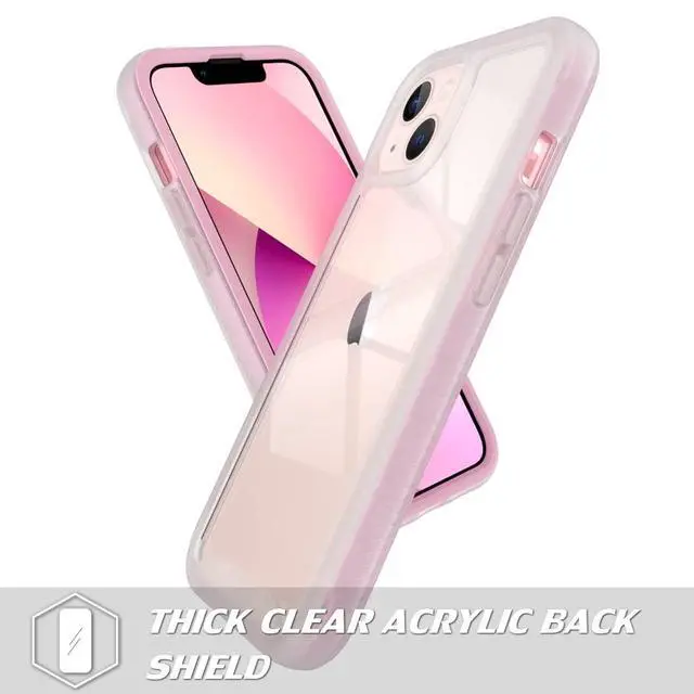 Alt view image 2 of 6 - Acrylic 2 in 1 for iPhone 14 13 CaseAnti-Yellowing, Military-Grade Protection, Drop Shockproof Slim Phone Cover for iPhone 14&13 6.1", Pink