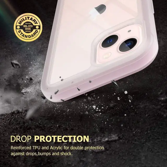 Alt view image 3 of 6 - Acrylic 2 in 1 for iPhone 14 13 CaseAnti-Yellowing, Military-Grade Protection, Drop Shockproof Slim Phone Cover for iPhone 14&13 6.1", Pink