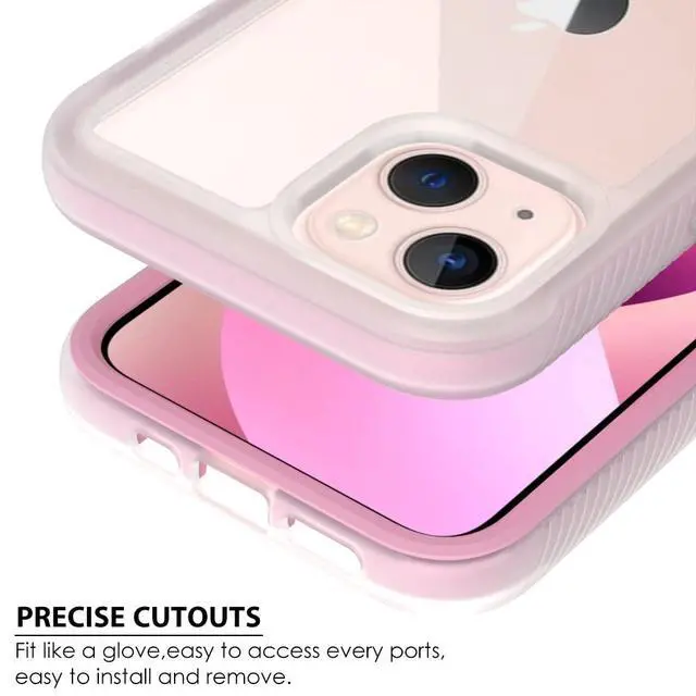 Alt view image 5 of 6 - Acrylic 2 in 1 for iPhone 14 13 CaseAnti-Yellowing, Military-Grade Protection, Drop Shockproof Slim Phone Cover for iPhone 14&13 6.1", Pink