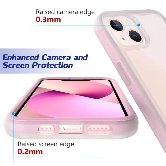 Alt view image 6 of 6 - Acrylic 2 in 1 for iPhone 14 13 CaseAnti-Yellowing, Military-Grade Protection, Drop Shockproof Slim Phone Cover for iPhone 14&13 6.1", Pink