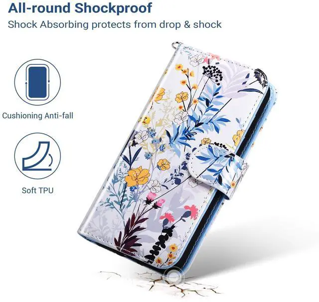 Alt view image 6 of 7 - for iPhone SE 3(2022)/SE(2020)/8/7 Wallet Case with Card Holder, Premium Floral PU Leather Flip Case with Kickstand Card Slots,Wrist Strap, Durable Shockproof Cover 4.7 Inch, Forest