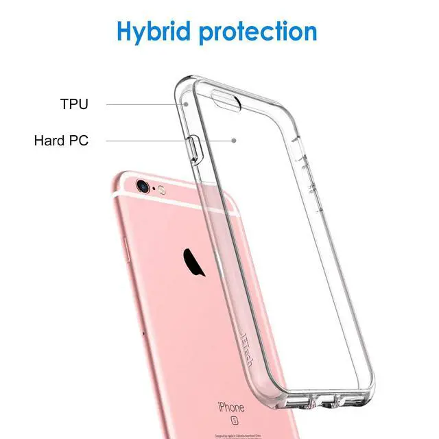 Alt view image 3 of 6 - Case for iPhone 6 and iPhone 6s, Non-Yellowing Shockproof Phone Bumper Cover, Anti-Scratch Clear Back (Clear)