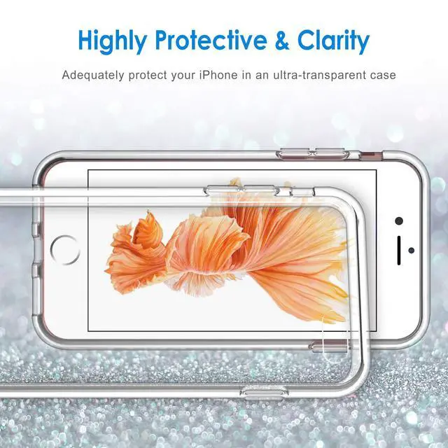 Alt view image 6 of 6 - Case for iPhone 6 and iPhone 6s, Non-Yellowing Shockproof Phone Bumper Cover, Anti-Scratch Clear Back (Clear)