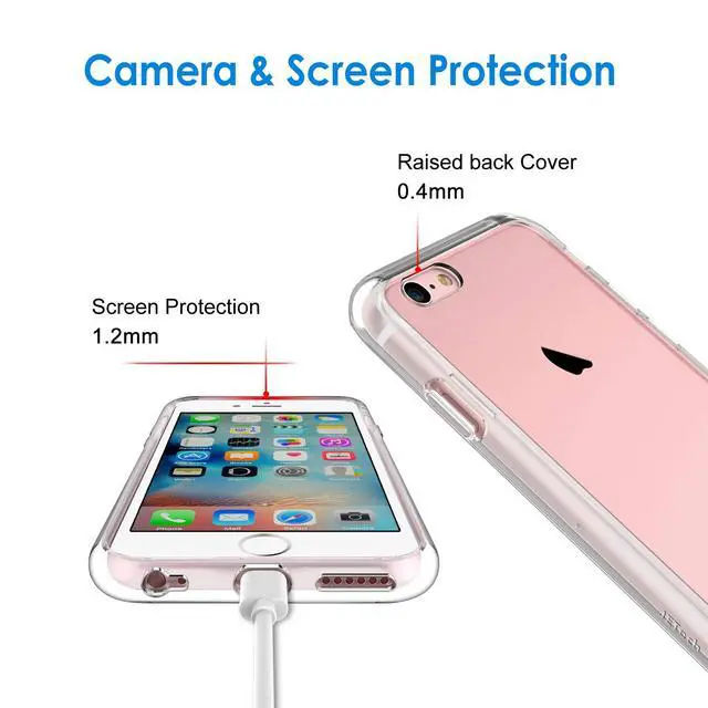 Alt view image 4 of 6 - Case for iPhone 6 and iPhone 6s, Non-Yellowing Shockproof Phone Bumper Cover, Anti-Scratch Clear Back (Clear)