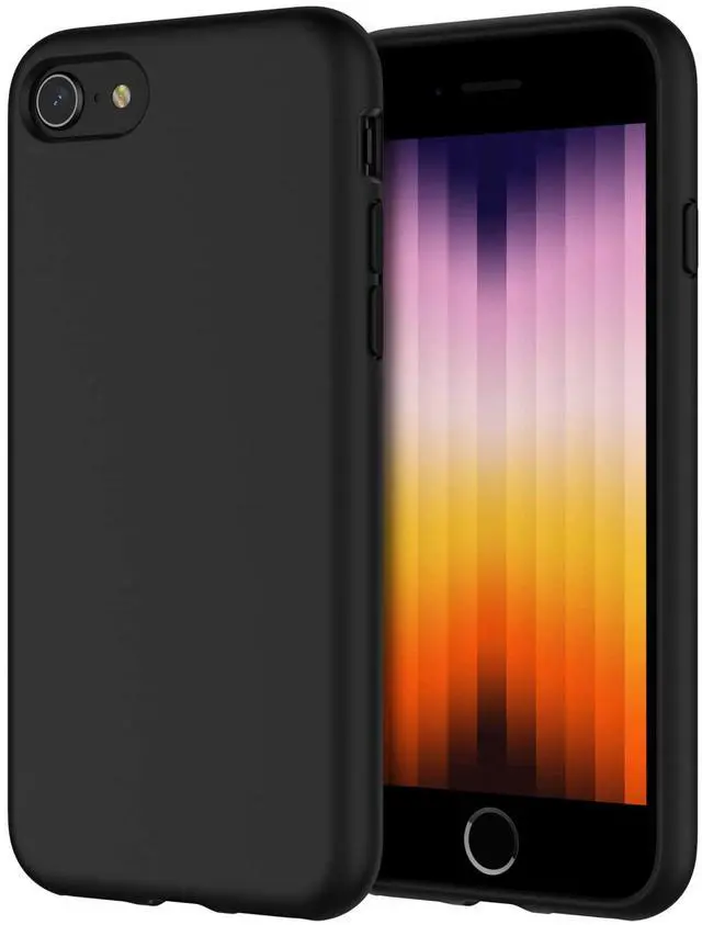 Main image of Silicone Case for iPhone SE 3/2 (2022/2020 Edition), 4.7-Inch, Silky-Soft Touch Full-Body Protective Phone Case, Shockproof Cover with Microfiber Lining (Black)