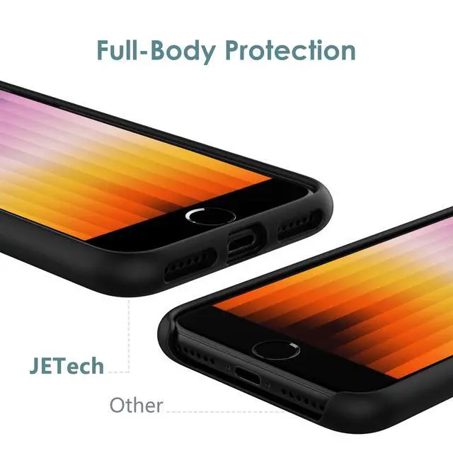 Alt view image 3 of 7 - Silicone Case for iPhone SE 3/2 (2022/2020 Edition), 4.7-Inch, Silky-Soft Touch Full-Body Protective Phone Case, Shockproof Cover with Microfiber Lining (Black)