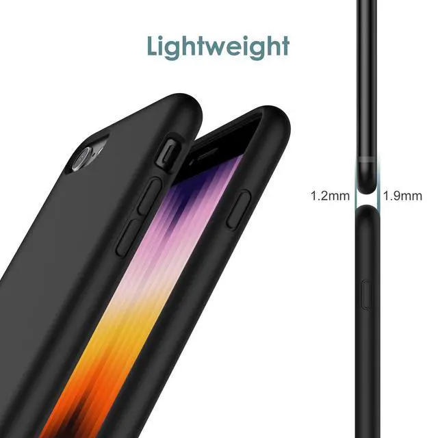 Alt view image 5 of 7 - Silicone Case for iPhone SE 3/2 (2022/2020 Edition), 4.7-Inch, Silky-Soft Touch Full-Body Protective Phone Case, Shockproof Cover with Microfiber Lining (Black)
