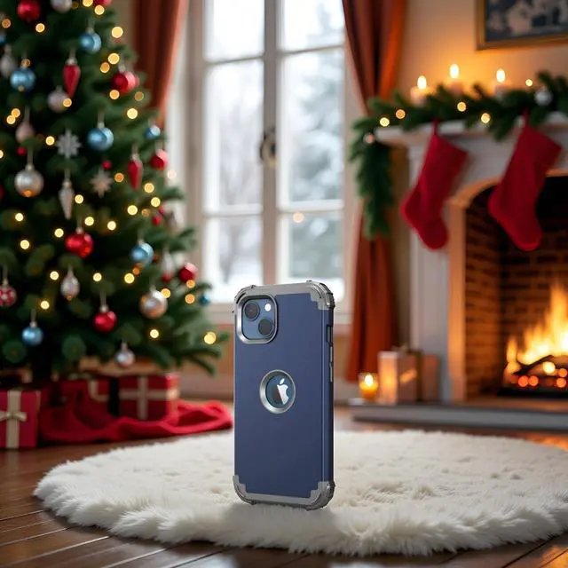 Alt view image 2 of 7 - for iPhone 13 Case with Screen Protector, for iPhone 14 Case, Hybrid Shockproof Heavy Duty Protection Hard PC Cover Soft Silicone Sturdy Bumper Full Body Cover for iPhone 13/14 6.1",Blue