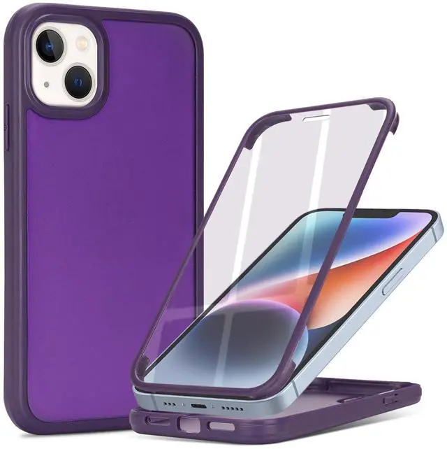 Main image of for iPhone 14 Case with Built-in Screen Protector & Full Body Protective,for Apple iPhone 13 Phone Cases for Men Women Girl-Dark Purple