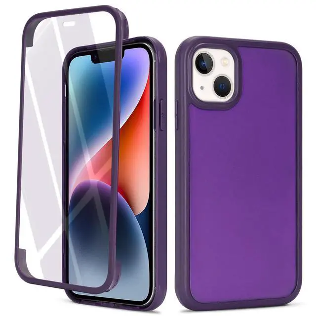 Alt view image 2 of 5 - for iPhone 14 Case with Built-in Screen Protector & Full Body Protective,for Apple iPhone 13 Phone Cases for Men Women Girl-Dark Purple