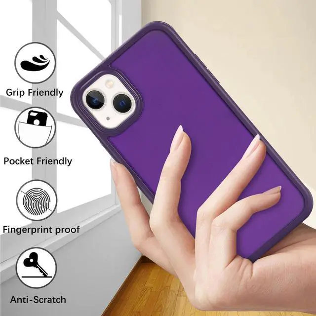 Alt view image 3 of 5 - for iPhone 14 Case with Built-in Screen Protector & Full Body Protective,for Apple iPhone 13 Phone Cases for Men Women Girl-Dark Purple