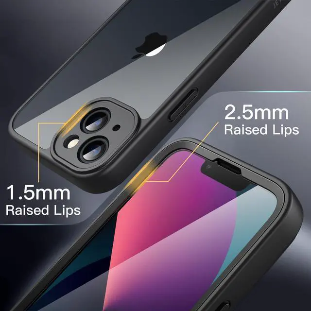 Alt view image 5 of 6 - Case for iPhone 13 6.1-Inch with Built-in Tempered Glass Screen Protector, 360 Degree Full Body Heavy Duty Protection, Shockproof Rugged Phone Cover Clear Back (Black)