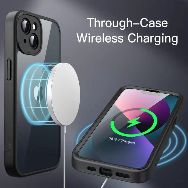 Alt view image 6 of 6 - Case for iPhone 13 6.1-Inch with Built-in Tempered Glass Screen Protector, 360 Degree Full Body Heavy Duty Protection, Shockproof Rugged Phone Cover Clear Back (Black)