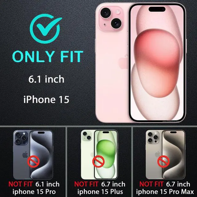 Alt view image 2 of 6 - for iPhone 15 Case, Compatible with Magsafe, Military Grade 3 in 1 Heavy Duty Shockproof/Drop Proof/Dust Proof Case with 2Pcs Tempered Glass Screen Protector (New-Blue/Turquoise)