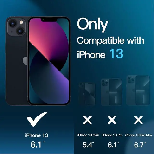 Alt view image 2 of 6 - 3 in 1 Matte Case for iPhone 13 6.1-Inch with 2-Pack Tempered Glass Screen Protector, Translucent Frosted Shockproof Phone Cover (Black)