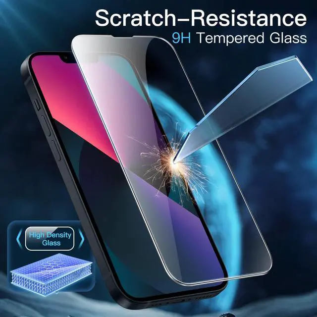 Alt view image 5 of 6 - 3 in 1 Matte Case for iPhone 13 6.1-Inch with 2-Pack Tempered Glass Screen Protector, Translucent Frosted Shockproof Phone Cover (Black)